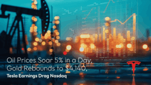 Read more about the article Amillex Daily Market Review: Oil Prices Soar 5% in a Day, Gold Rebounds to $4,140, Tesla Earnings Drag Nasdaq